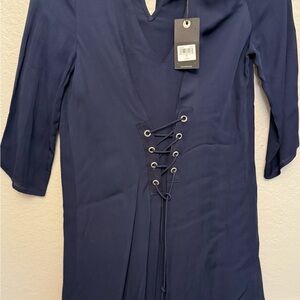 Lucky Brand Blue Sheath Dress Long Sleeve V-Neck